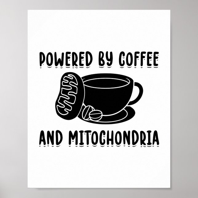 Poster Café et Mitochondrie | Cadeaux de sciences de biol (Devant)