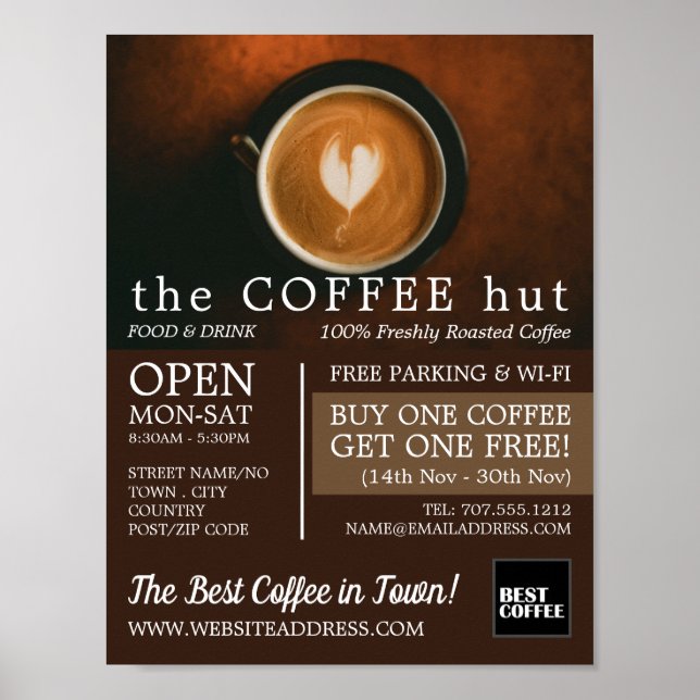 Poster Café frais, Barista, Café, Café, Café Advert (Devant)