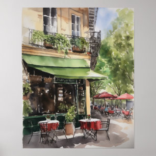 Poster Café Français Aquarelle Paysage Art Imprimer Poste
