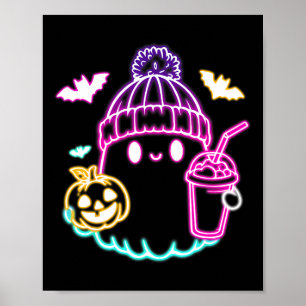 Poster Café Ghost Cute Retro Boire Halloween Éffrayant