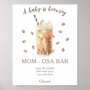 Poster Café glacé brassant un baby shower Momosa bar