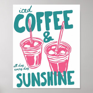 Poster Café glacé et soleil