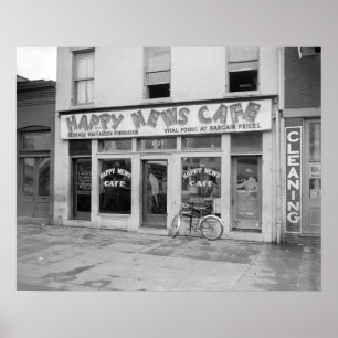 Poster Cafe Happy News, 1938. Photo Vintage