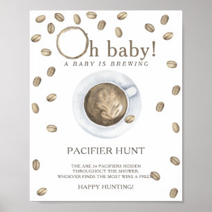 Poster CAFE - jeu de chasse au doudou pour baby shower