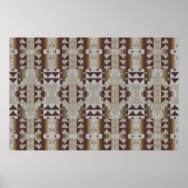 Poster Café kaki beige Mosaïque tribale ethnique Brown (Devant)