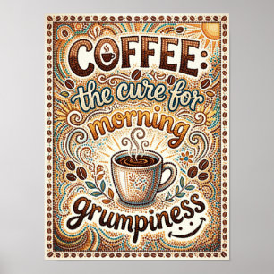 Poster café le remède contre la mauvaise humeur du matin