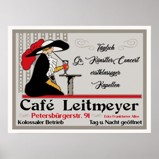 Poster Café Leitmeyer, café de style rétro allemand et (Devant)