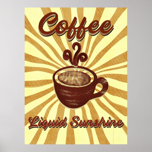 Poster Café Liquide Retro Vintage Soleil (Devant)
