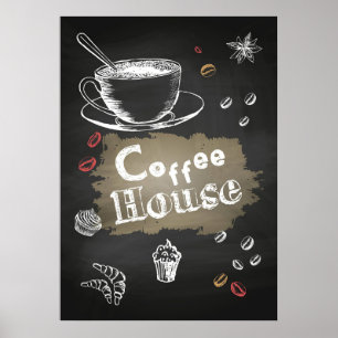 Poster Café Lover Maison de café Blackboard