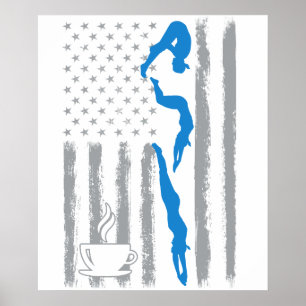 Poster café nageant- Drapeau américain vintage USA pour n