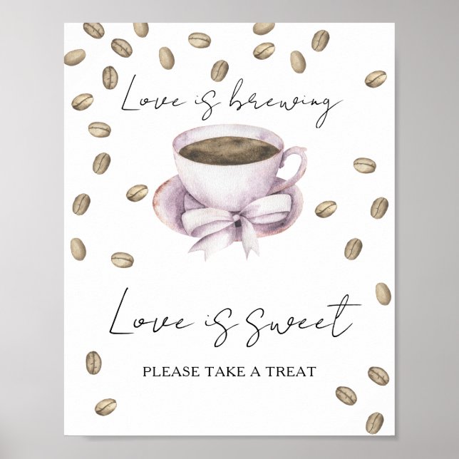 Poster café nuptiale l'amour est doux prendre un régal (Devant)