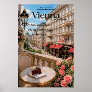 Poster Café Sacher de Vienne gâteau de balcon scénique Ar