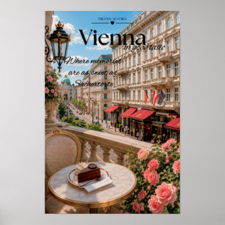 Poster Café Sacher de Vienne gâteau de balcon scénique Ar