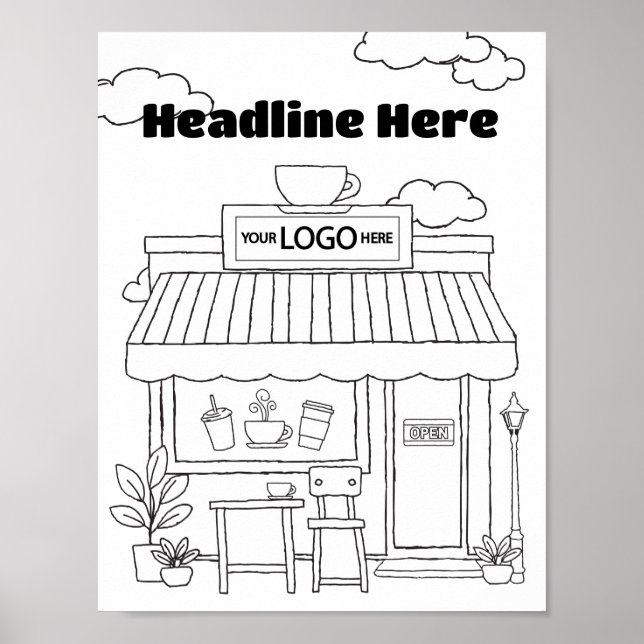 Poster Café Shop Coloriage Art Café Amateurs Activité (Devant)
