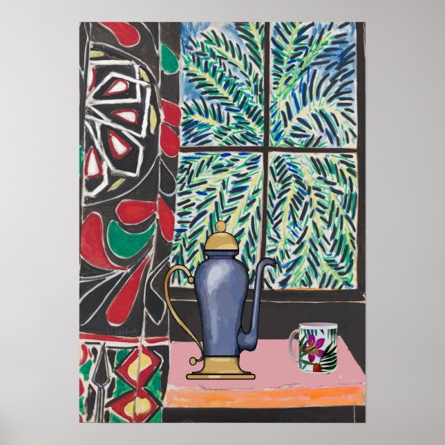 Poster Café sous fenêtre, après l'affiche de Matisse (Devant)