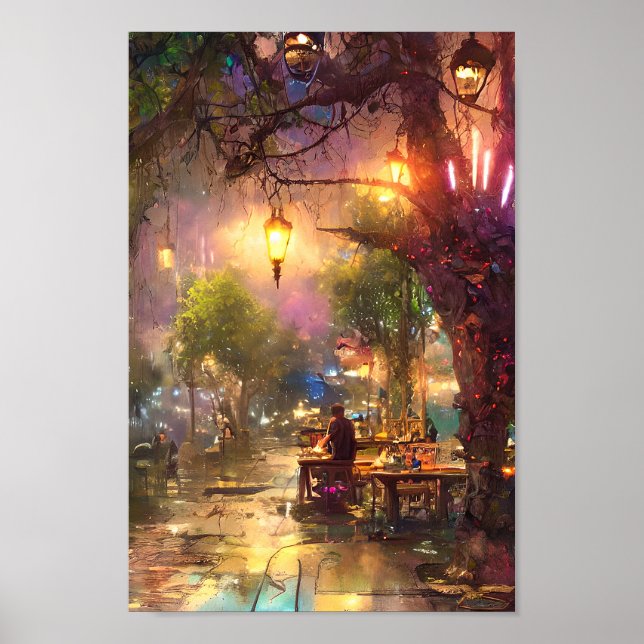 Poster Café sur rue' (Devant)