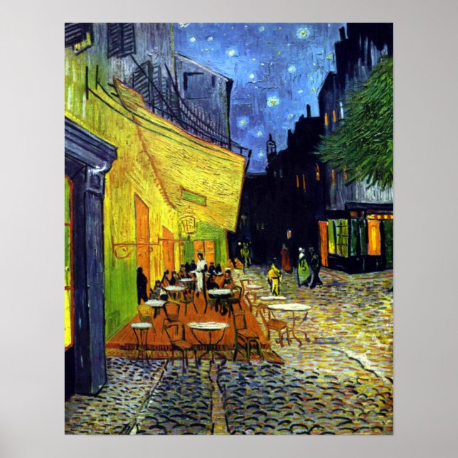 Poster Café Terrasse à la nuit par Van Gogh (Devant)