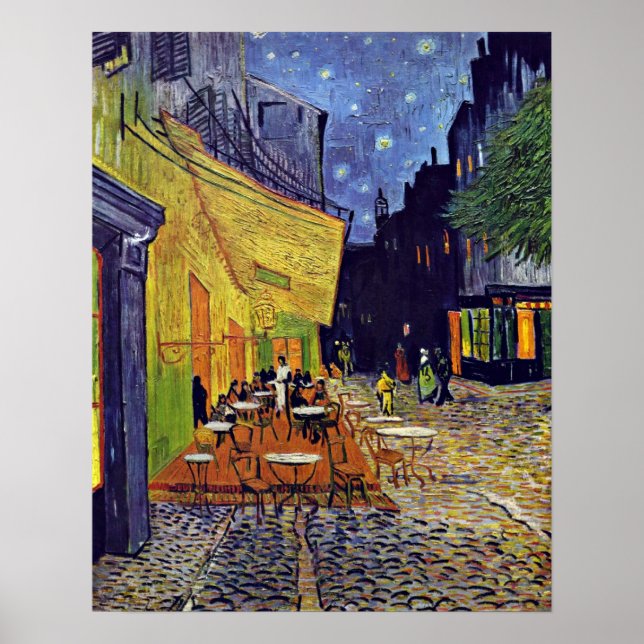 Poster Café Terrasse à la nuit par Vincent Willem van Gog (Devant)