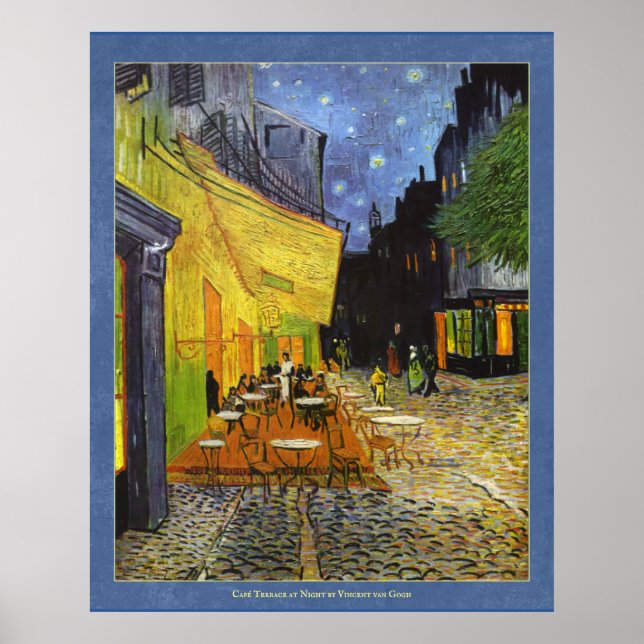 Poster Café Terrasse à Night par van Gogh (Devant)
