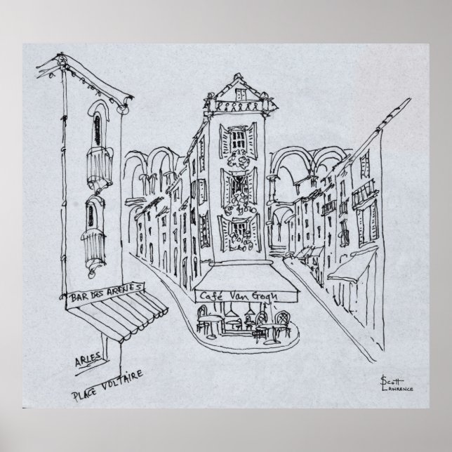 Poster Cafe Van Gogh, Place Voltaire, Arles, France (Devant)