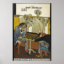 Poster Café viennois : Les joueurs d'échecs (Wiener Café