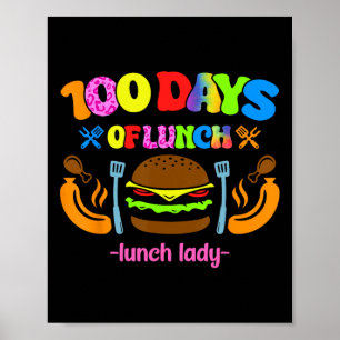 Poster Cafétéria De L'École Déjeuner Dame 100 Jours De Lu
