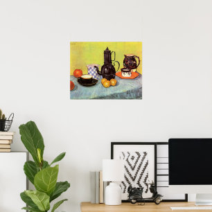 Poster Cafetière en émail bleu par Vincent van Gogh