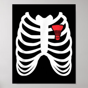 Poster Cage thoracique drôle de joueur de badminton T Shi