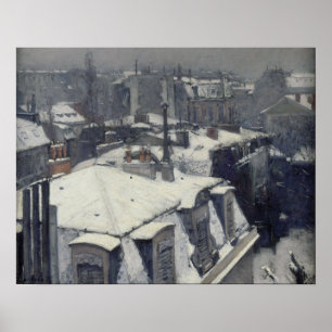Poster Caillebotte - Toits sous la neige (Effet de neige)