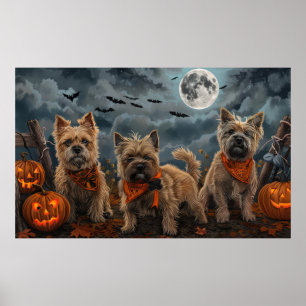 Poster Cairn Terrier Halloween Éffrayant