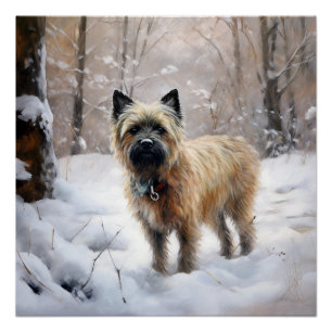 Poster Cairn Terrier Qu'Il Neige Noël
