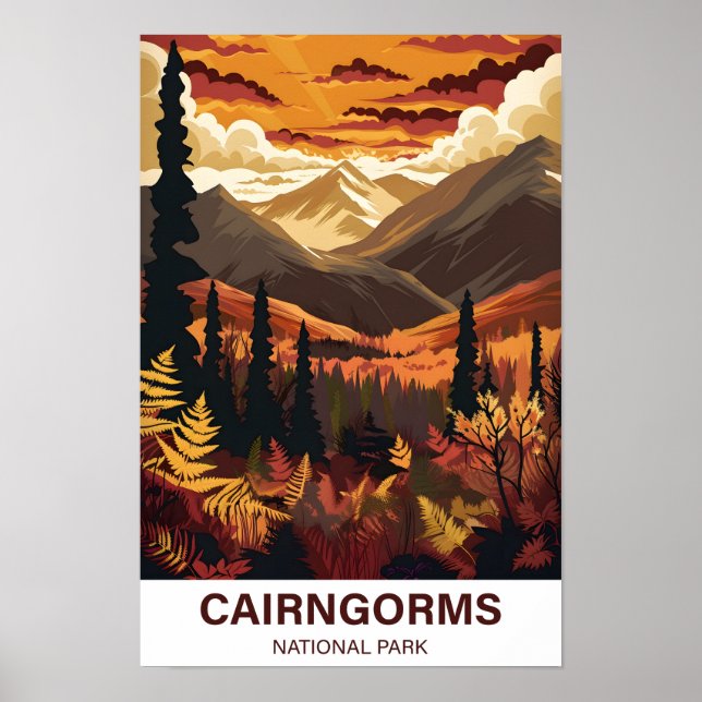 Poster Cairngorges National Park Scotlandia Travel (Devant)