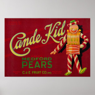 Poster Caisse LabelMedford de poire d'enfant de Cande, OU