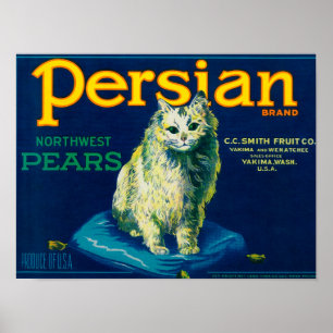 Poster Caisse persane LabelYakima, WA de poire