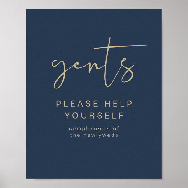 Poster CAITLIN Marine & Gold Gents Salle de bain WC (Devant)