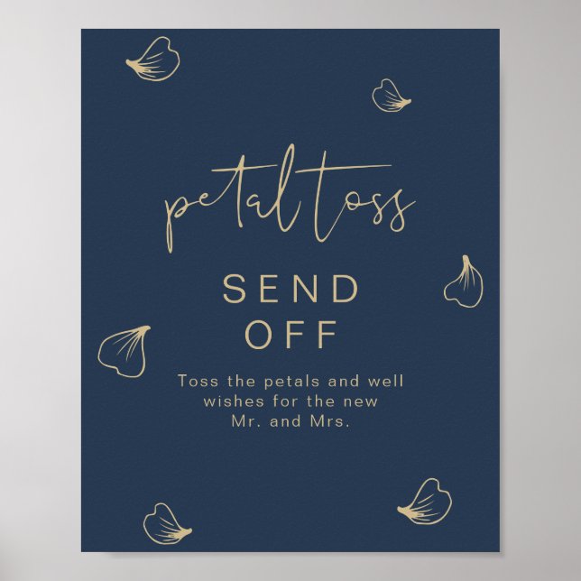 Poster CAITLIN Marine & Gold Mariage Petal Toss (Devant)