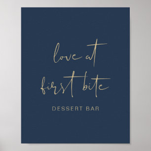 Poster CAITLIN Modern Navy Bleu et Gold Dessert Bar