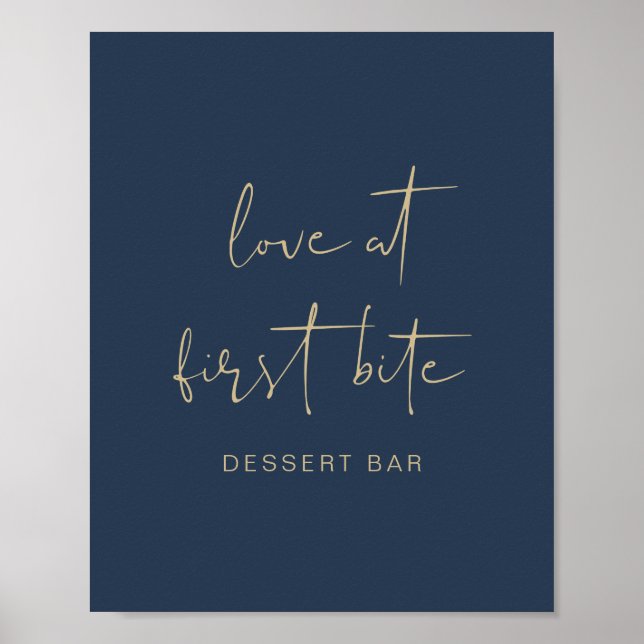 Poster CAITLIN Modern Navy Bleu et Gold Dessert Bar (Devant)