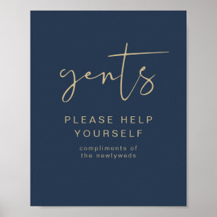 Poster CAITLIN Navy & Gold Gents Bathroom Toiletry 