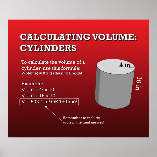 Poster Calcul du volume : cylindres *MIS À JOUR* (Devant)