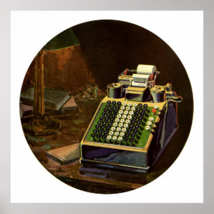 Poster Calculateur comptable Comptomètre vintage