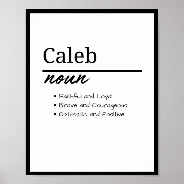 Poster Caleb, Définition de prénom personnalisé garçon (Devant)