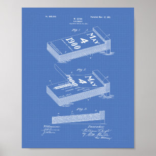 Poster Calendrier 1901 Brevet Art Bleu