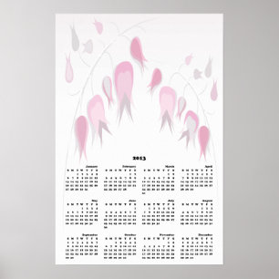 Poster Calendrier 2013 Fleurs de Tulipe Rose Délicat