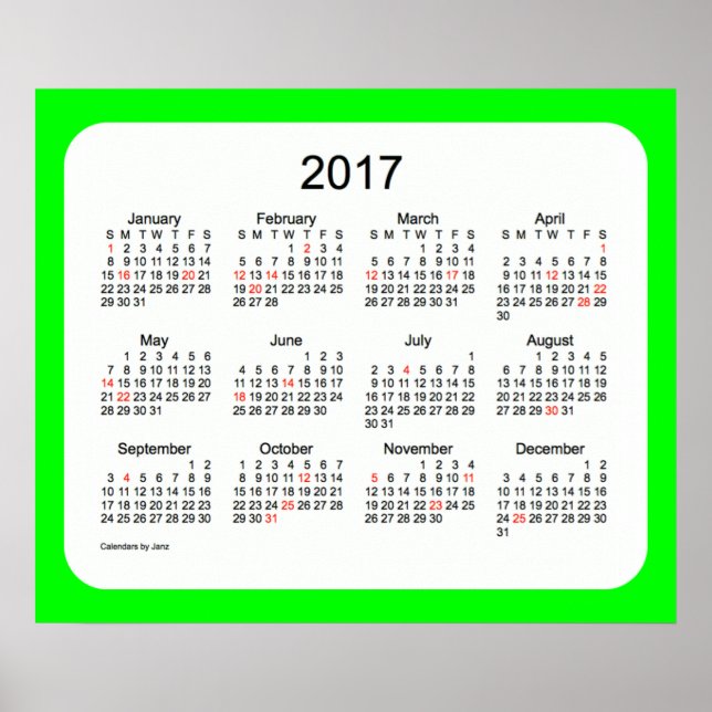 Poster Calendrier 2017 des murailles de chaux par Janz Im (Devant)