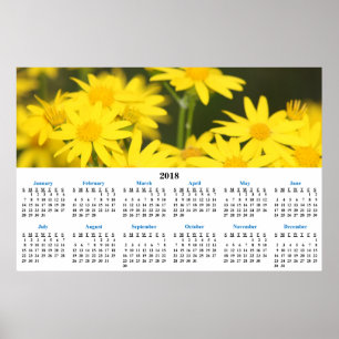 Poster Calendrier 2018 Fleurs sauvages dorées Photographi
