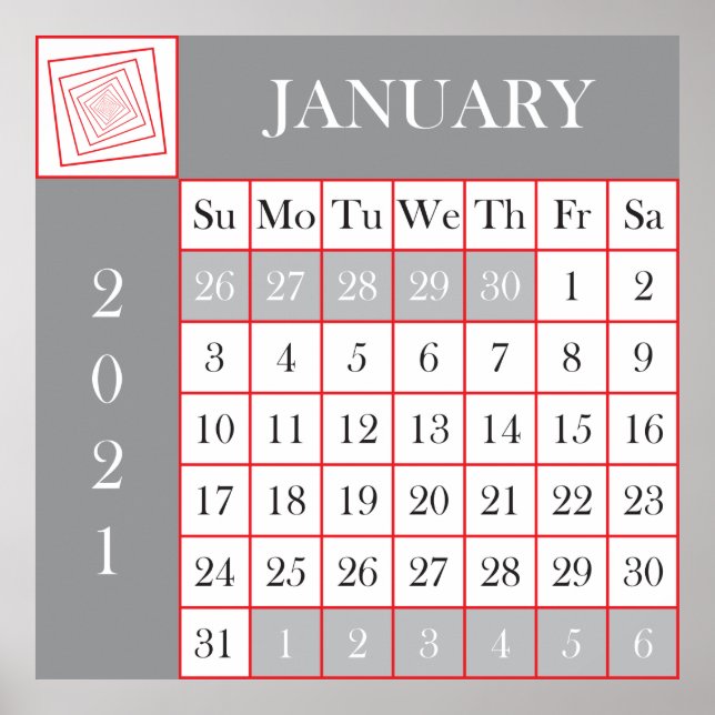 Poster calendrier 2021 janvier (Devant)