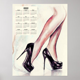 Poster Calendrier 2022, talons hauts - attribut femmes