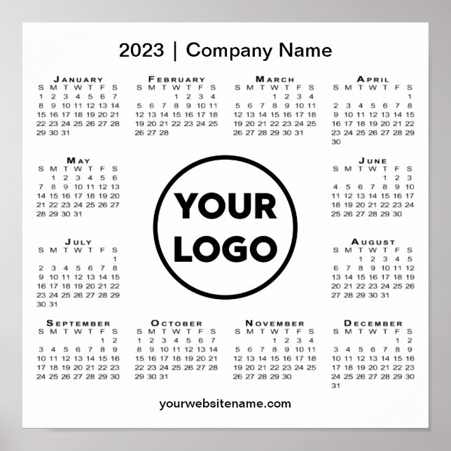 Poster Calendrier 2023 avec logo et nom de l'entreprise (Devant)