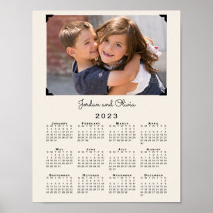 Poster Calendrier 2023 avec votre photo et votre nom sur 